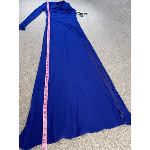 NWT Besty & Adam Dress Full Length Maxi One Shoulder Long Sleeve Blue Size 2 - Picture 10 of 13